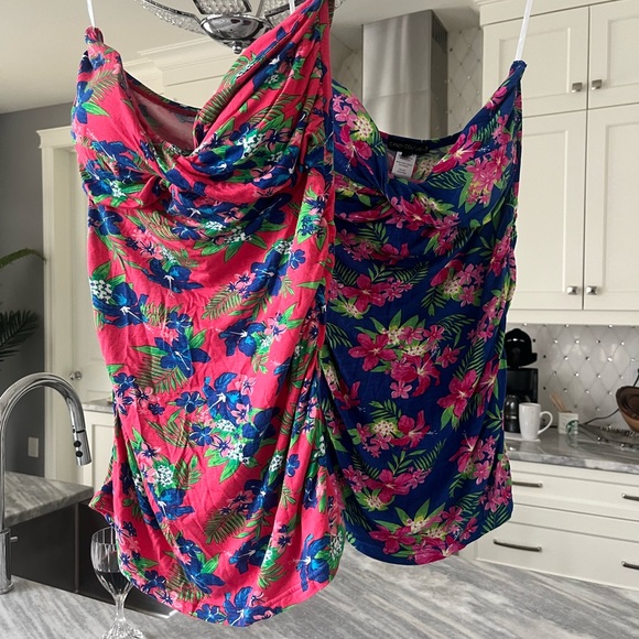 VINTAGE CANDY COUTURE HAWAIN BEACH TOPS PULL ON BUILT IN BRA SIZE LARGE - Picture 12 of 15